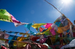 Prayer flags on the mountain pass